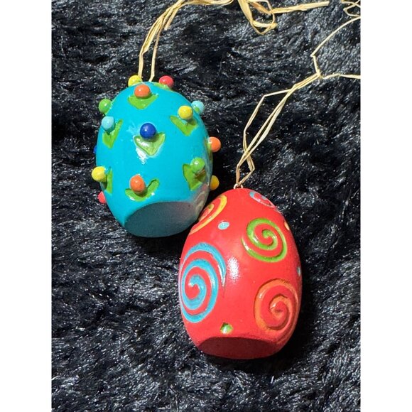 Colorful Ceramic Hanging Decorative Eggs Easter Tree Red And Blue - Picture 2 of 8